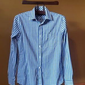 Blue and white checkered button down